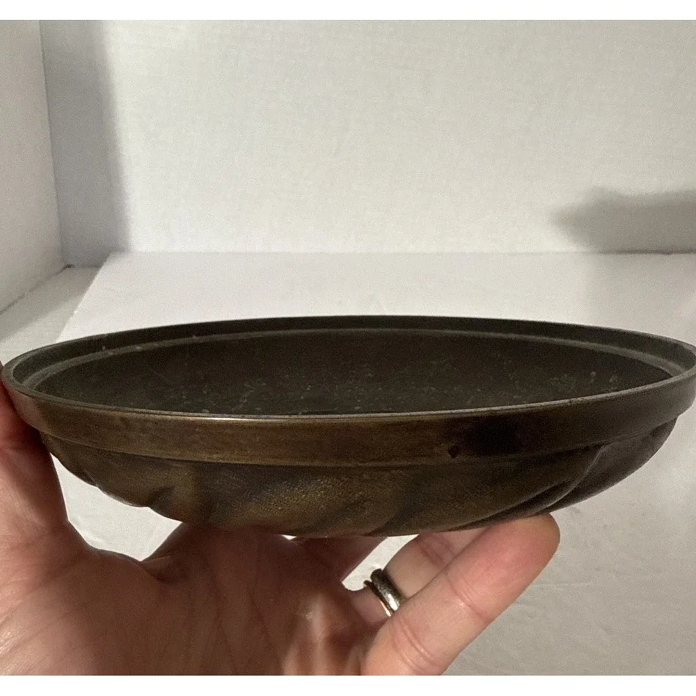 Vintage Brass Bowl-Made In India-Leaf‎ DesignTextured-6.5
